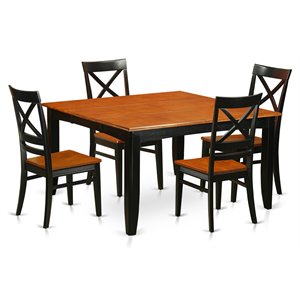 Pemberly Row 5-Piece Rectangular Wood Chair and Dining Table Set in Black