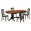 Pemberly Row 5-Piece Oval Wood Dining Table Set in Black/Cherry