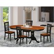 Pemberly Row 5-Piece Two-Tone Wood Dining Table Set in Black/Cherry