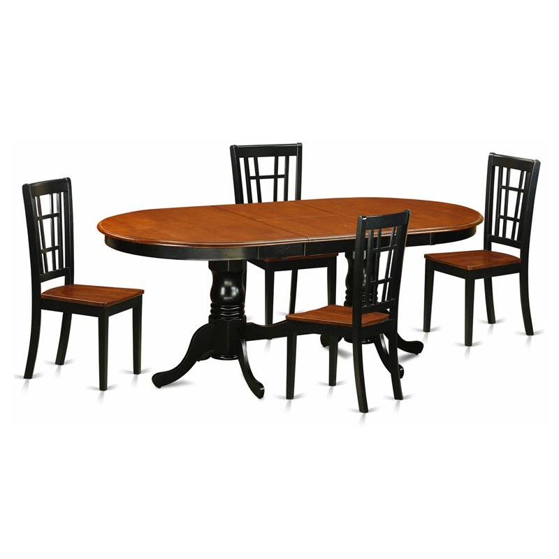 Pemberly Row 5-Piece Two-Tone Wood Dining Table Set in Black/Cherry