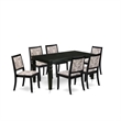 Pemberly Row 7-Piece Modern Dining Table Set in Black Finish