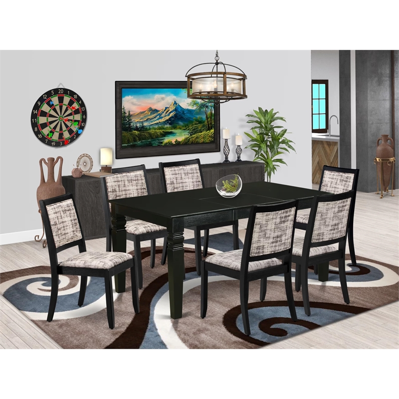 Pemberly Row 7-Piece Modern Dining Table Set in Black Finish