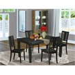 Pemberly Row 5-Piece Rectangular Dining Set with Wood Seat in Black
