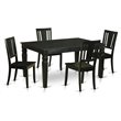 Pemberly Row 5-Piece Rectangular Dining Set with Wood Seat in Black