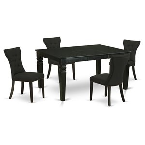 Pemberly Row 5-Piece Rectangular Wood Dining Room Set in Black