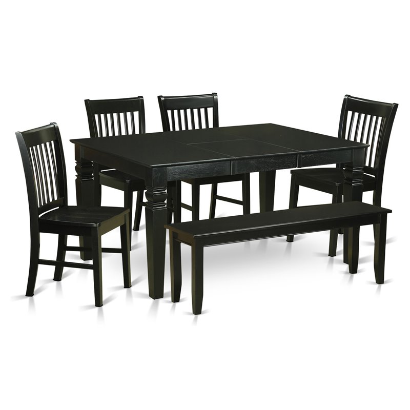 Pemberly Row 6-Piece Wood Kitchen Table and Chair Set in Black
