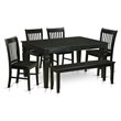 Pemberly Row 6-Piece Wood Kitchen Table and Chair Set in Black