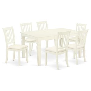 Pemberly Row 7-Piece Dining Set with Fabric Seat in Linen White