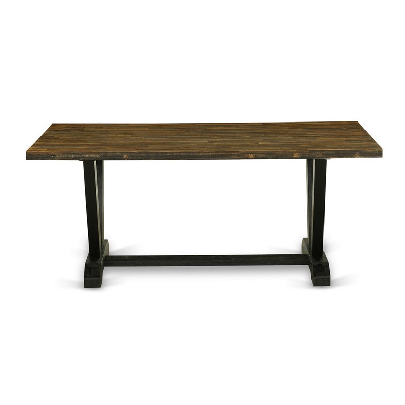 Pemberly Row 7-Piece Mid-Century Wood Dining Set in Black/Gray/Jacobean