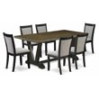 Pemberly Row 7-Piece Mid-Century Wood Dining Set in Black/Gray/Jacobean