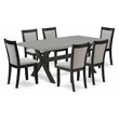 Pemberly Row 7-Piece Wood Dining Set in Black/Cement/Shitake Gray
