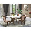 Pemberly Row 5-Piece Wood Dining Set in Jacobean/White/Khaki Gray