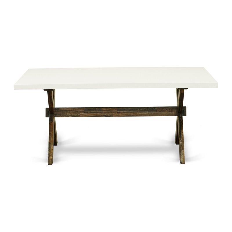Pemberly Row 5-Piece Wood Dining Set in Jacobean/White/Khaki Gray