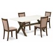 Pemberly Row 5-Piece Wood Dining Set in Jacobean/White/Khaki Gray