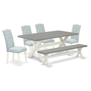 Pemberly Row 6-Piece Wood Dining Room Table Set in Linen White