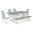 Pemberly Row 6-Piece Wood Dining Room Table Set in Linen White