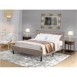 Pemberly Row Button-Tufted Engineered Wood King Bed in Black/Taupe Brown