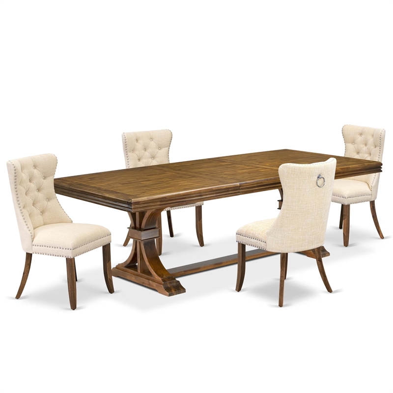 Pemberly Row 5-Piece Extendable Kitchen Dining Set in Walnut Finish