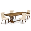 Pemberly Row 5-Piece Extendable Kitchen Dining Set in Walnut Finish