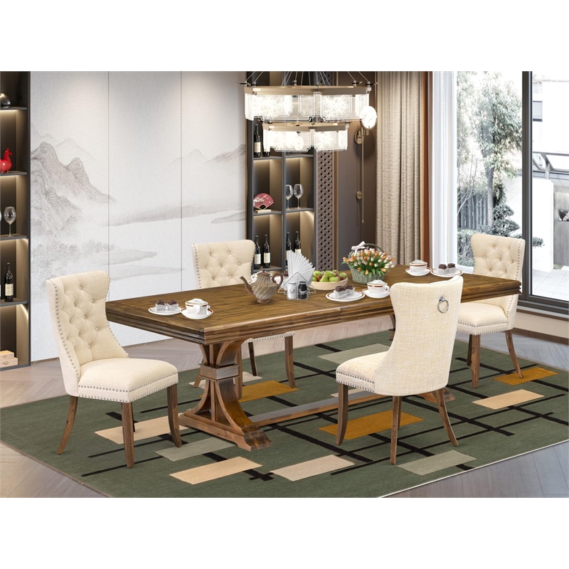 Pemberly Row 5-Piece Extendable Kitchen Dining Set in Walnut Finish
