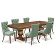 Pemberly Row 7-Piece Extendable Kitchen Table Set in Walnut Finish