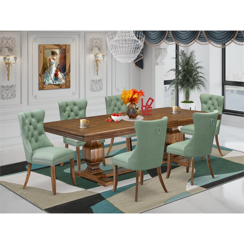 Pemberly Row 7-Piece Extendable Kitchen Table Set in Walnut Finish