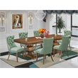 Pemberly Row 7-Piece Extendable Kitchen Table Set in Walnut Finish