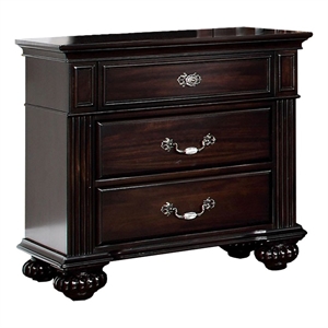 Pemberly Row Nightstand with Brass and Acrylic Accents in Dark Walnut