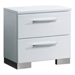 Pemberly Row 2 Drawer Nightstand with Chrome Pulls in Glossy White