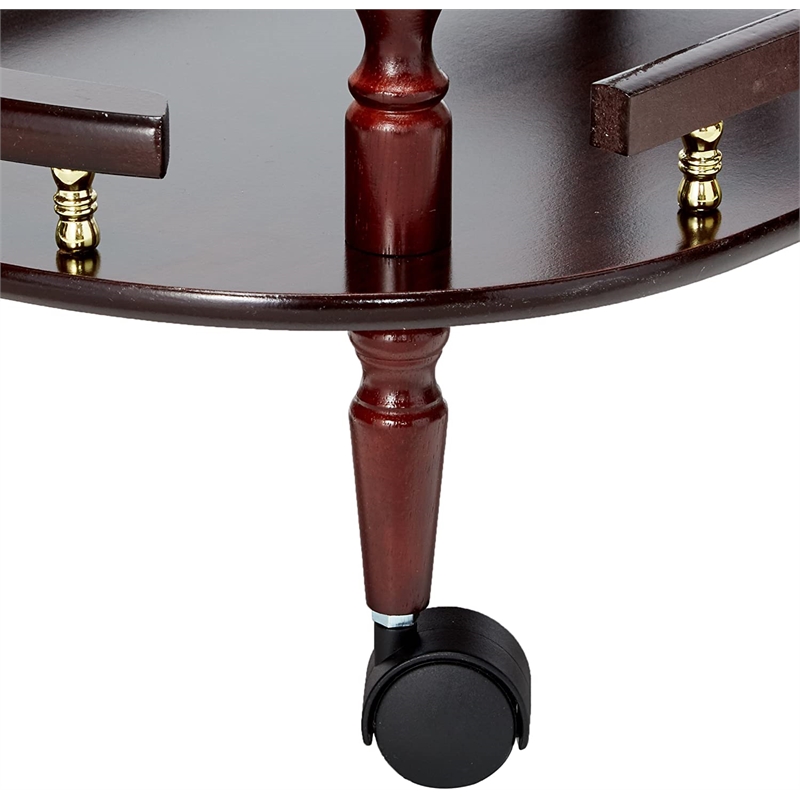 Pemberly Row 2 Tier Traditional Serving Cart with Wine Storage in Brown