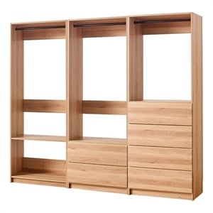 Pemberly Row Modular Walk In Closet 6 Drawer 4 Shelf 3 Rods in Brown