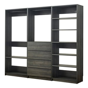Pemberly Row Modular Walk In Closet 4 Drawer 9 Shelf 2 Rods in Black