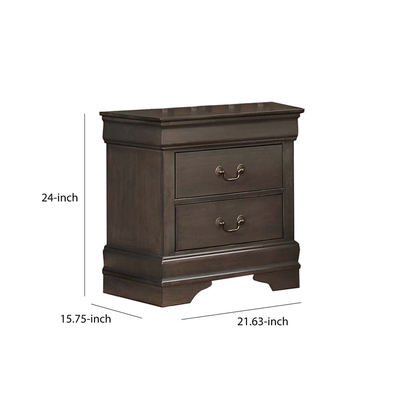 Pemberly Row Rustic 2 Drawer Nightstand with Bracket Feet in Stained Gray