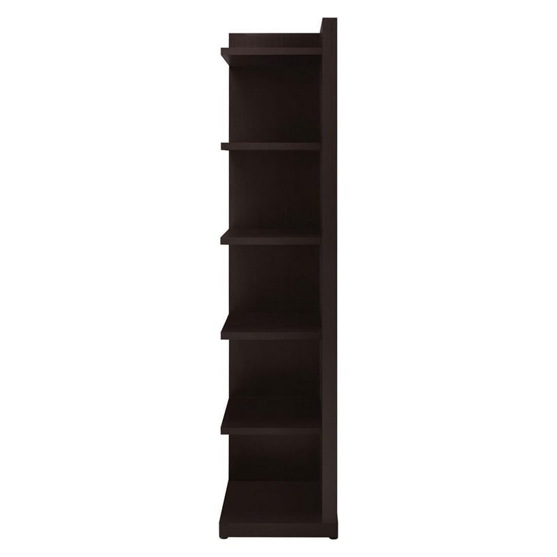 Pemberly Row 6 Compartment 5 Shelf Corner Bookcase for Books in Brown