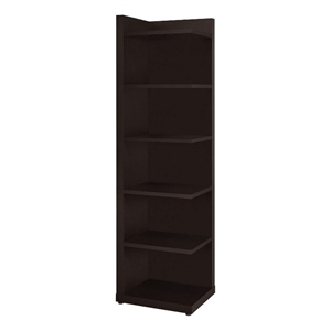 Pemberly Row 6 Compartment 5 Shelf Corner Bookcase for Books in Brown