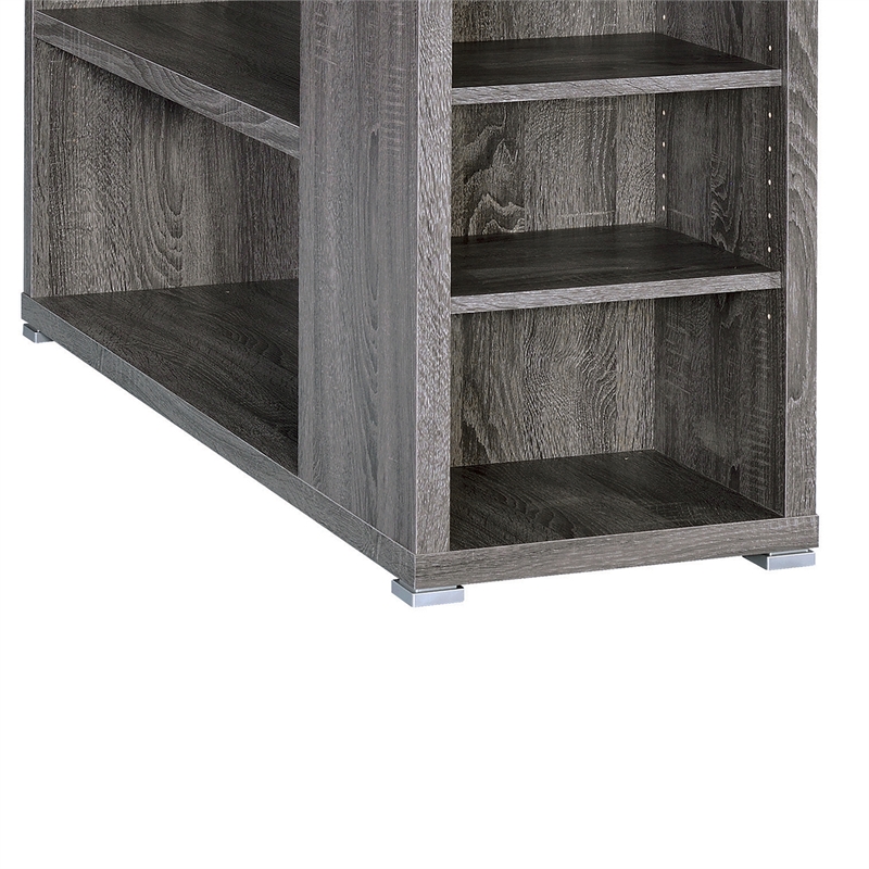 Pemberly Row Office Desk with File Cabinet and Reversible Return in Gray