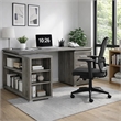 Pemberly Row Office Desk with File Cabinet and Reversible Return in Gray