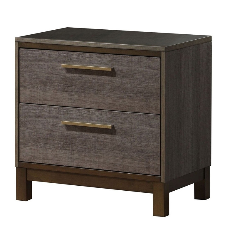 Pemberly Row 2 Drawer Nightstand with Metal Glides in Antique Gray