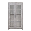 Pemberly Row 2 Door Curio Cabinet with Glass Panels and Shelves in Gray