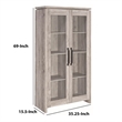 Pemberly Row 2 Door Curio Cabinet with Glass Panels and Shelves in Gray