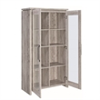 Pemberly Row 2 Door Curio Cabinet with Glass Panels and Shelves in Gray
