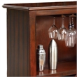 Pemberly Row Standing Bar Table Cabinet with Storage in Cherry Brown