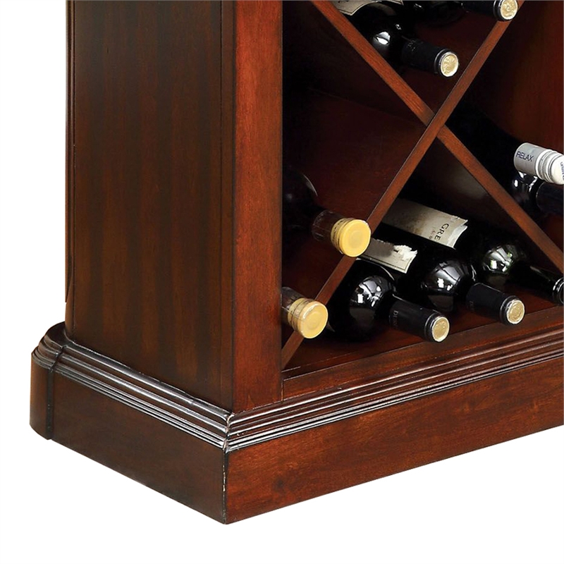 Pemberly Row Standing Bar Table Cabinet with Storage in Cherry Brown