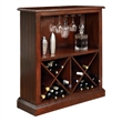 Pemberly Row Standing Bar Table Cabinet with Storage in Cherry Brown