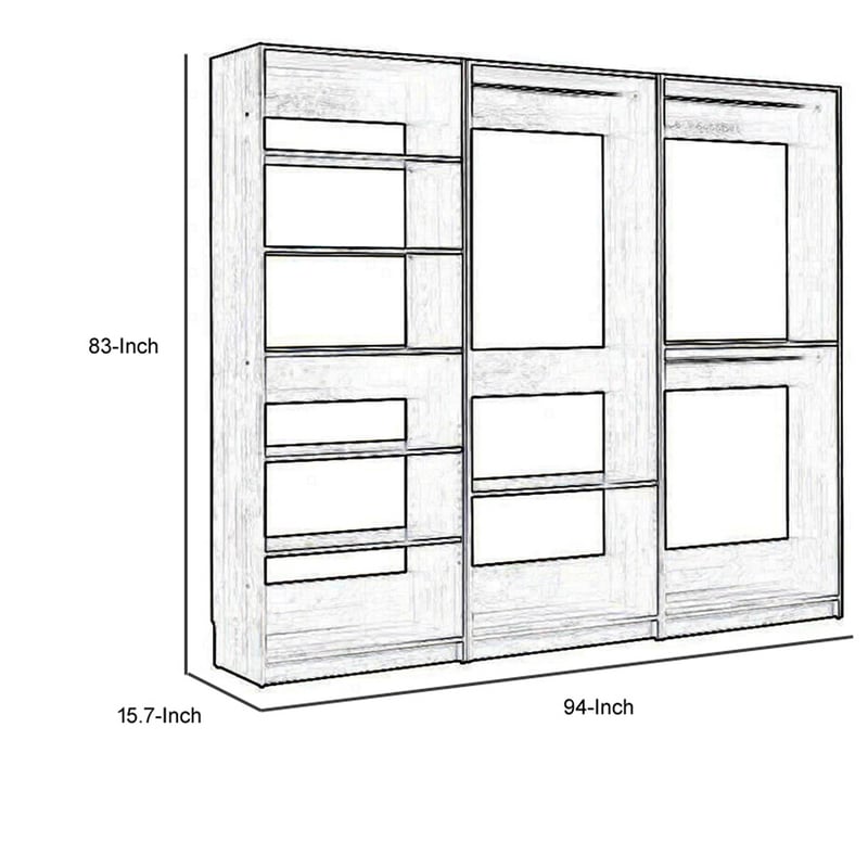 Pemberly Row Modular Closet with 3 Hanging Rods and 6 Shelves in Dark Gray