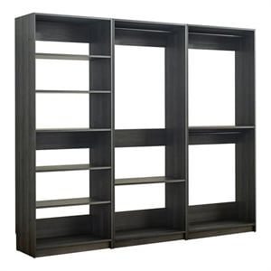 Pemberly Row Modular Closet with 3 Hanging Rods and 6 Shelves in Dark Gray