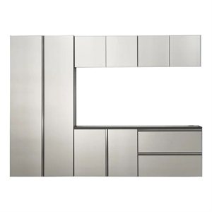Pemberly Row 6 Piece Wall Mounted Garage Cabinets with Drawers in Gray