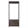 Pemberly Row Closet with Drawer and Hanging Rod in Rustic Gray/Black