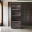 Pemberly Row Closet with Drawer and Hanging Rod in Rustic Gray/Black