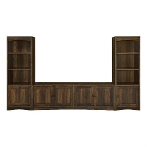 Pemberly Row 78&quot 3 Piece TV Stand and Media Tower Wall Unit in Brown